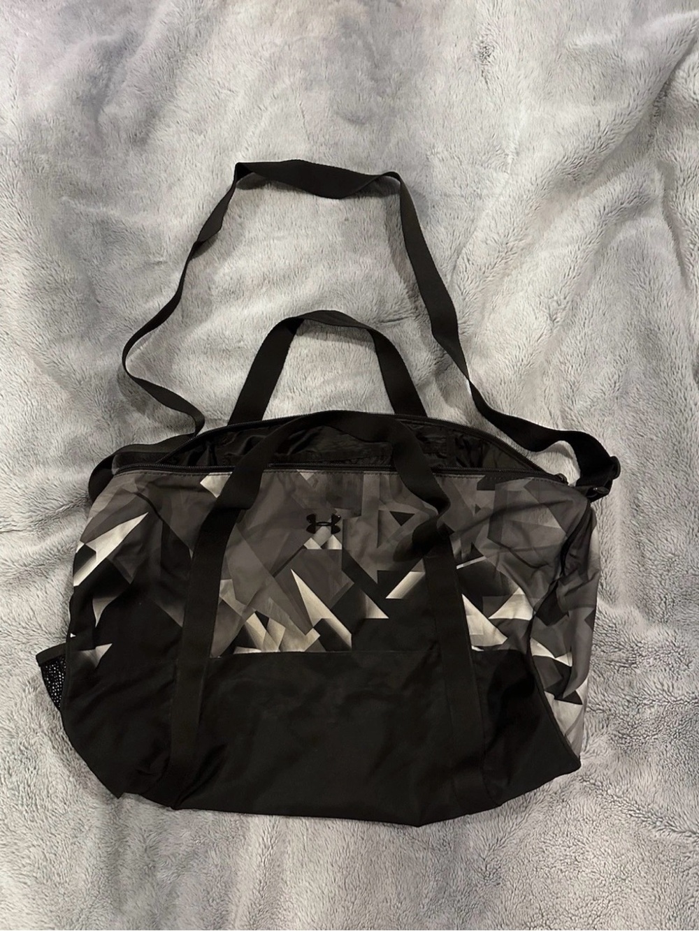 Under Armour Black and Gray Geometric Men's Duffel Bag Adjustable Strap